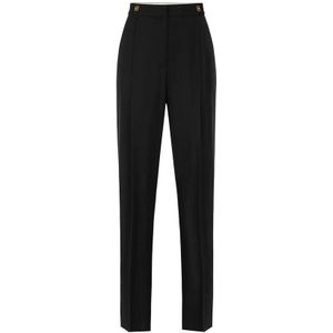 Elisabetta Franchi, Dames, Broeken, Zwart, Maat: S Wol,