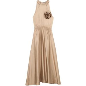 Oltre, Dames, Jurken, Beige, Maat: M Satijn,