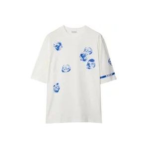 Burberry T-shirts en Polos met rozenprint , White , Heren , Maat: L