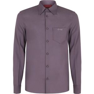 Gucci, Heren, Overhemden, Paars, Maat: M Wol,