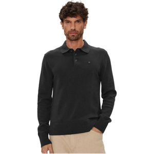 Tommy Jeans - Pull Fin Col Polo - Zwart - Heren - Katoen