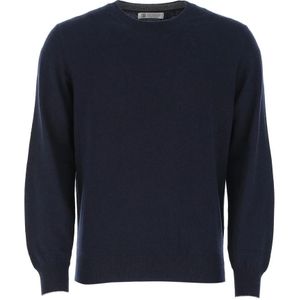 Brunello Cucinelli, Heren, Truien, Blauw, Maat: 3XL Wol,