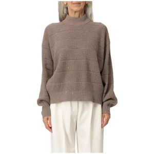 Brunello Cucinelli, Dames, Truien, Bruin, Maat: S