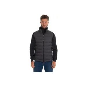 Peuterey Gewatteerd Gilet met Logo en Trekkoord in de Taille , Gray , Heren , Maat: 3XL