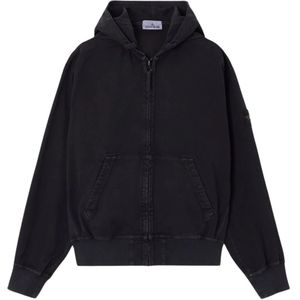 Stone Island, Heren, Sweatshirts & Hoodies, Zwart, Maat: S Katoen,