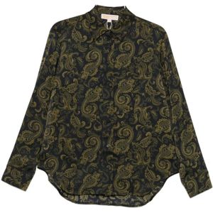 Michael Kors, Dames, Blouses & Shirts, Groen, Maat: S Satijn,