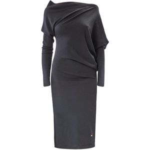 Moschino, Dames, Jurken, Zwart, Maat: S Zijde,