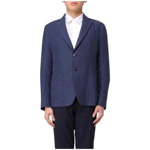 Emporio Armani, Heren, Jassen, Blauw, Maat: L Linnen,