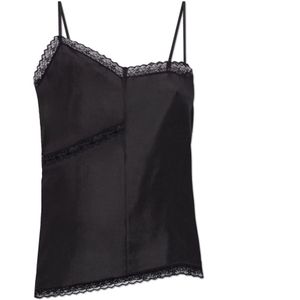 MM6 Maison Margiela - Elegante Top - Zwart - Zijde - Asymmetrische Hals