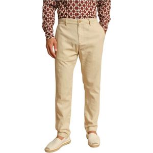 Peninsula, Heren, Broeken, Beige, Maat: S Linnen,