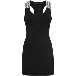 Philipp Plein, Dames, Jurken, Zwart, Maat: M Katoen,