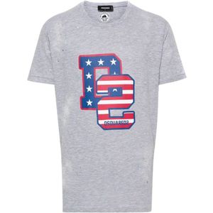Dsquared2, Heren, Tops, Grijs, Maat: S Katoen,