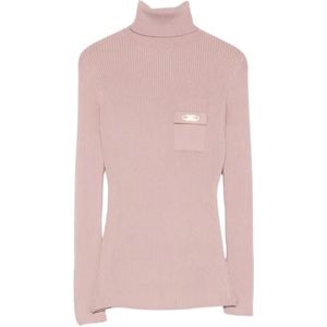 Elisabetta Franchi, Dames, Truien, Roze, Maat: L Zijde,