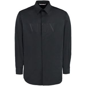 Valentino Garavani, Heren, Overhemden, Zwart, Maat: S Poliester,
