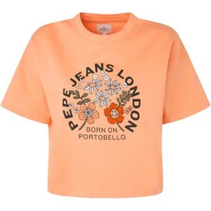 Pepe Jeans, Dames, Tops, Oranje, Maat: L Katoen,
