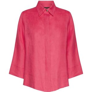 Elena Mirò, Dames, Blouses & Shirts, Roze, Maat: L Linnen,