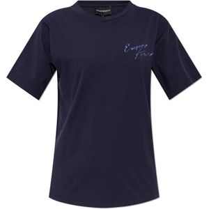 Emporio Armani, Dames, Tops, Blauw, Maat: S Jersey,