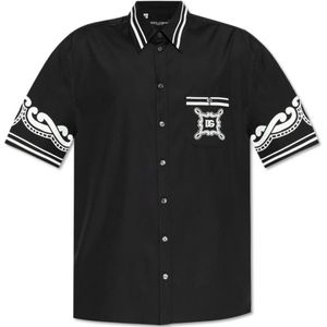 Dolce & Gabbana, Heren, Overhemden, Zwart, Maat: M Zijde,
