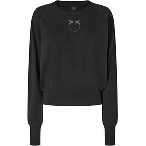 Pinko, Dames, Sweatshirts & Hoodies, Zwart, Maat: M Wol,