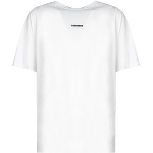 Dsquared2 Oversized 3D Print T-shirt voor Heren , White , Heren , Maat: XL