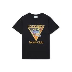 Casablanca Tennis Club Icon T-Shirt , Black , Heren , Maat: L