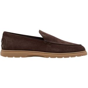 Tod's Suède Mocassin met Rubberen Zool , Brown , Heren , Maat: 40 EU