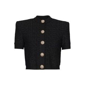 Balmain PB Labyrinth gebreide vest , Black , Dames , Maat: S