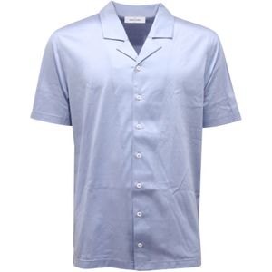 Gran Sasso, Heren, Overhemden, Blauw, Maat: S Katoen,