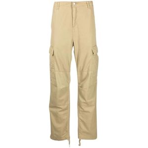 Carhartt Wip, Heren, Broeken, Beige, Maat: W33 Katoen,