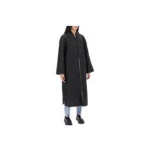 Ganni Diamant Gewatteerde Oversized Jas , Black , Dames , Maat: M