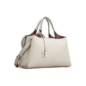 Tod's Middelgrote Crèmekleurige Leren Bauletto , White , Dames , Maat: ONE Size