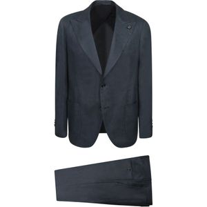 Lardini, Heren, Pakken, Blauw, Maat: 2XL Linnen,