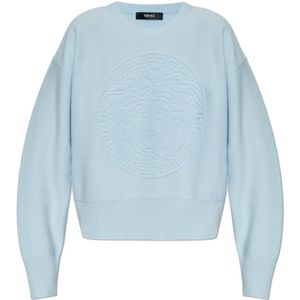 Versace, Dames, Truien, Blauw, Maat: S Kasjmier,