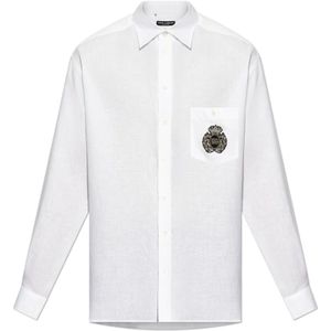 Dolce & Gabbana, Heren, Overhemden, Wit, Maat: M Linnen,
