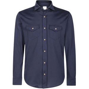 Eleventy, Heren, Overhemden, Blauw, Maat: M Jersey,