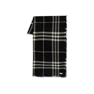 Burberry Geruite Wollen Sjaal in Zwart , Black , unisex , Maat: ONE Size