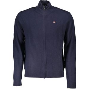 Napapijri - Blauwe Geborduurde Ritsvest - Heren - Cardigan