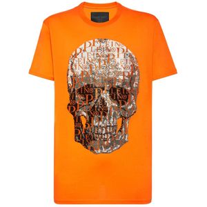 Philipp Plein, unisex, Tops, Oranje, Maat: L Katoen,
