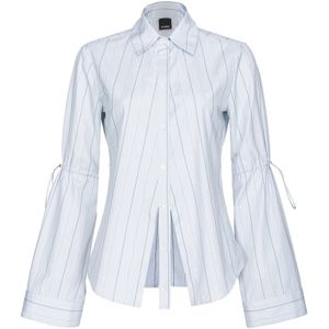 Pinko - Gestreept Tie Cuff Shirt - Grijs - Katoen