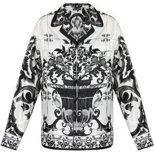 Dolce & Gabbana, Heren, Overhemden, Wit, Maat: M Zijde,