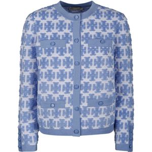 Tory Burch, Dames, Truien, Blauw, Maat: S Viscose,