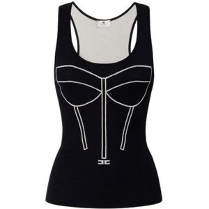 Elisabetta Franchi, Dames, Tops, Zwart, Maat: S