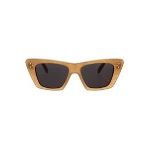 Celine Geometrische zonnebril met glitter frame en organische grijze lenzen , Brown , Dames , Maat: 51 MM