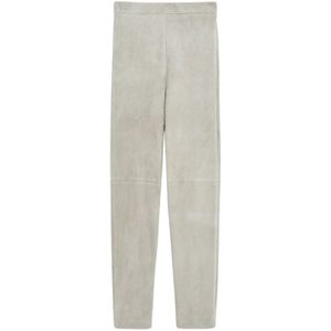 Max Mara, Dames, Broeken, Grijs, Maat: L Suède,