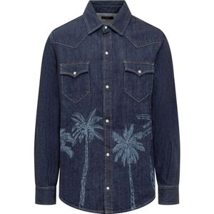 Alanui, Heren, Overhemden, Blauw, Maat: M Denim,