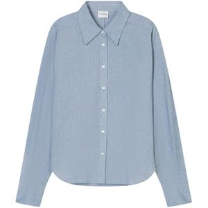Closed, Dames, Blouses & Shirts, Blauw, Maat: M Katoen,
