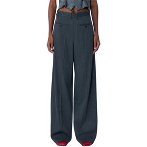 MM6 Maison Margiela, Dames, Broeken, Grijs, Maat: 2XS Leer,