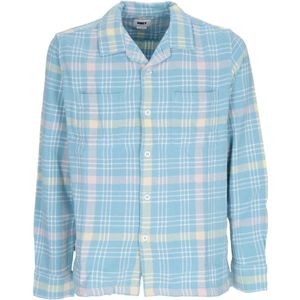 Obey, Heren, Overhemden, Blauw, Maat: S Flanel,