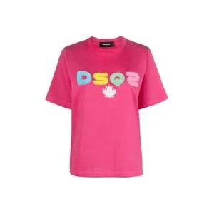 Dsquared2 T-Hemden, Stijlvolle Collectie , Pink , Dames , Maat: XS