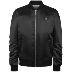 Philipp Plein, Heren, Jassen, Zwart, Maat: 2XL Satijn,